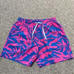 Chubbies Pink and Blue Tropical Men's Swim Trunks